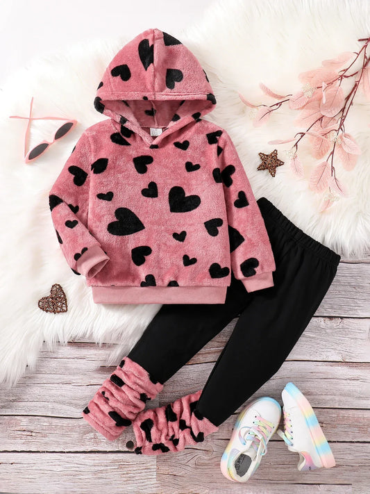 Cozy Hooded Girls Loungewear Set Two Piece Warm Comfort - ToylandEU