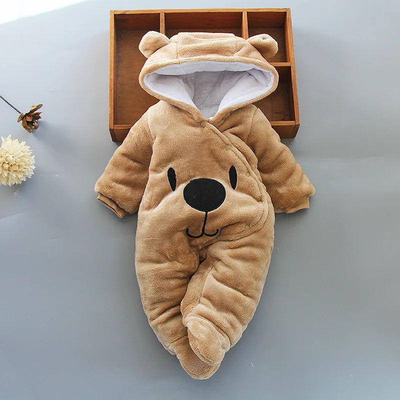 Cozy Hooded Thick Cotton Baby Romper Unisex For Newborns Winter Wear - ToylandEU