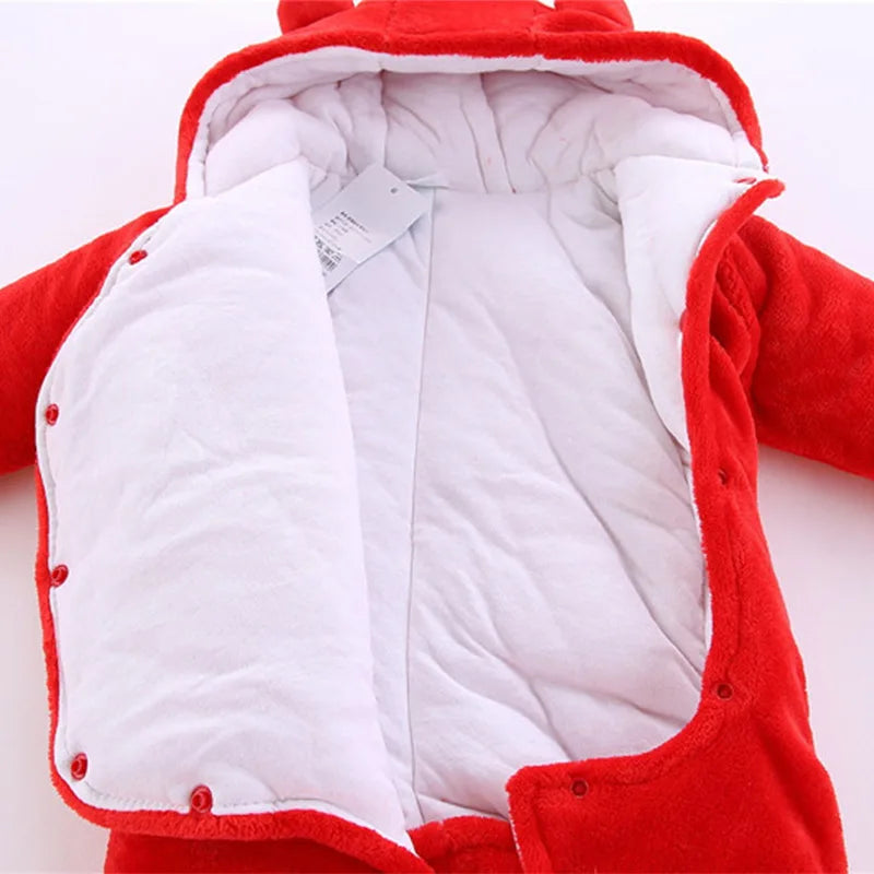 Cozy Hooded Thick Cotton Baby Romper Unisex For Newborns Winter Wear - ToylandEU