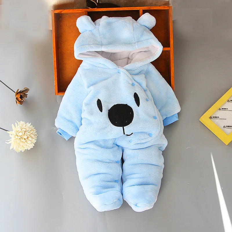 Cozy Hooded Thick Cotton Baby Romper Unisex For Newborns Winter Wear - ToylandEU