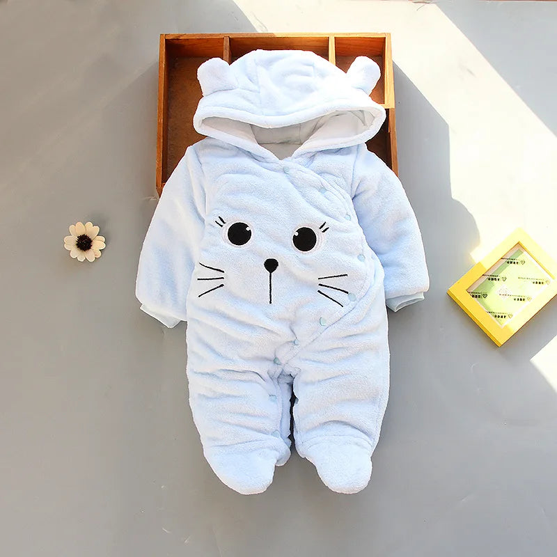 Cozy Hooded Thick Cotton Baby Romper Unisex For Newborns Winter Wear - ToylandEU