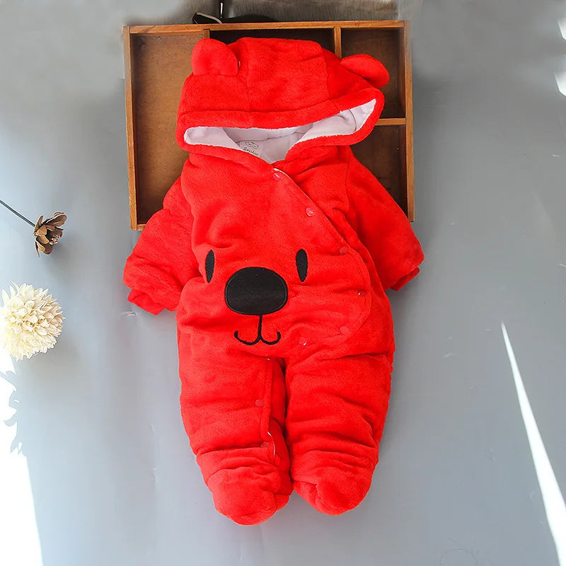 Cozy Hooded Thick Cotton Baby Romper Unisex For Newborns Winter Wear - ToylandEU