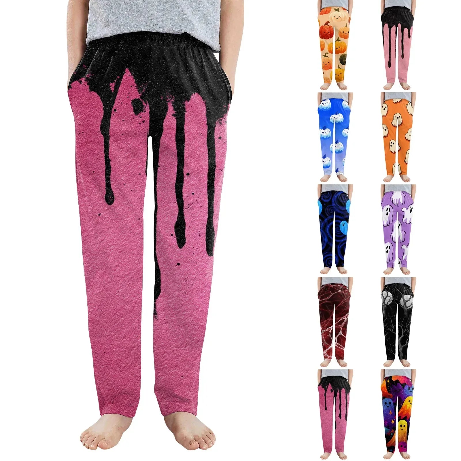 Cozy Kids Pajama Bottoms Unisex Cartoon Halloween Pattern Loose Pants - ToylandEU