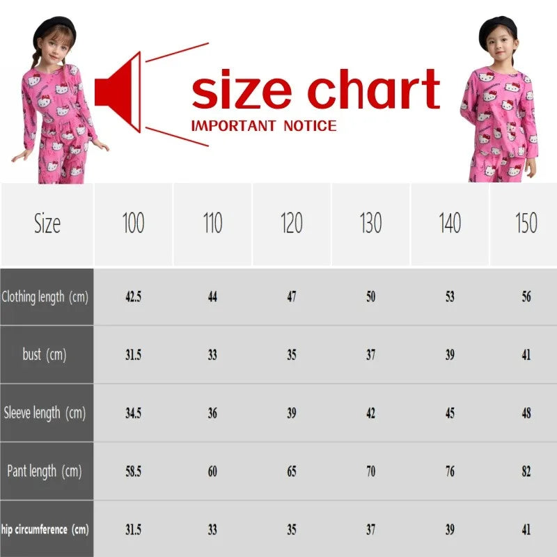 Cozy Kids Pajama Set Flannel Thickened Velvet Hello Kitty Cartoon Print For Winter Home Wear - ToylandEU
