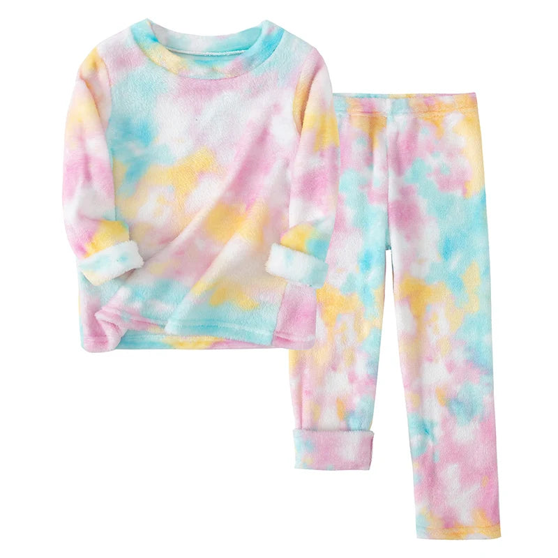 Cozy Kids Pajama Set Flannel Two Piece Unisex For Boys And Girls Suitable For Autumn And Winter Seasonal - ToylandEU