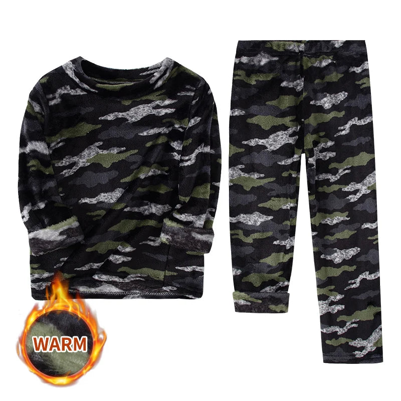 Cozy Kids Pajama Set Flannel Two Piece Unisex For Boys And Girls Suitable For Autumn And Winter Seasonal - ToylandEU