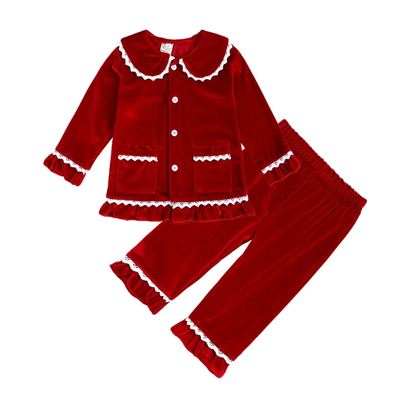 Cozy Kids Pajama Set With Velvet Warmth And Christmas Print Long Sleeve For Ages Seven To Thirteen - ToylandEU