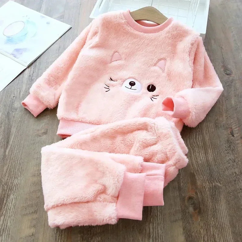 Cozy Kids Pajama Sets Bear Print Two Piece Winter Sleepwear For 4 To 6 Year Old Boys And Girls - ToylandEU
