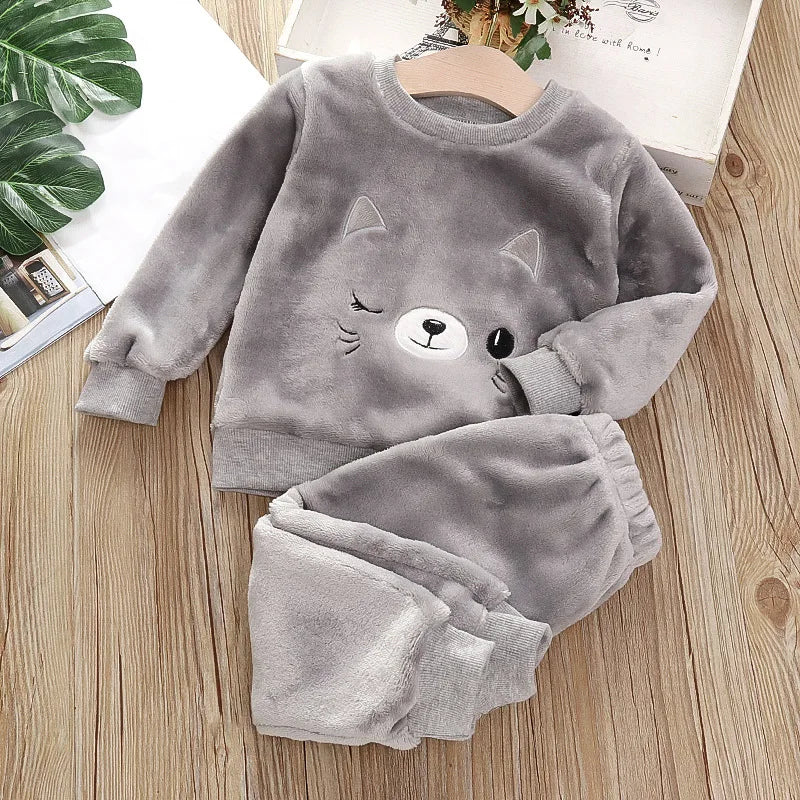 Cozy Kids Pajama Sets Bear Print Two Piece Winter Sleepwear For 4 To 6 Year Old Boys And Girls - ToylandEU