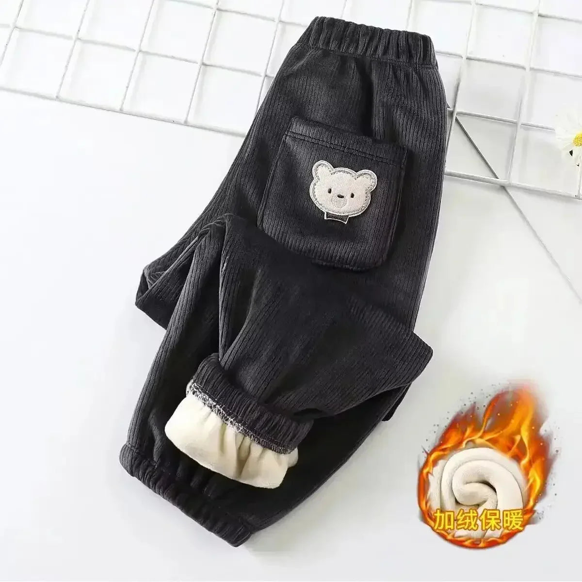 Cozy Kids Pants Bear Print Unisex Everyday Winterwear - ToylandEU
