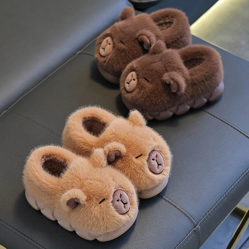 Cozy Kids Slippers Capybara Cartoon Design Non Slip For Boys And Girls Winter - ToylandEU