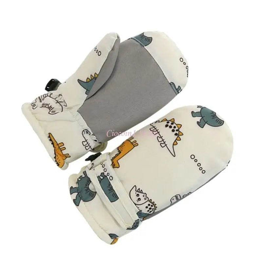 Cozy Kids Winter Gloves Cartoon Dinosaur Print Unisex - ToylandEU
