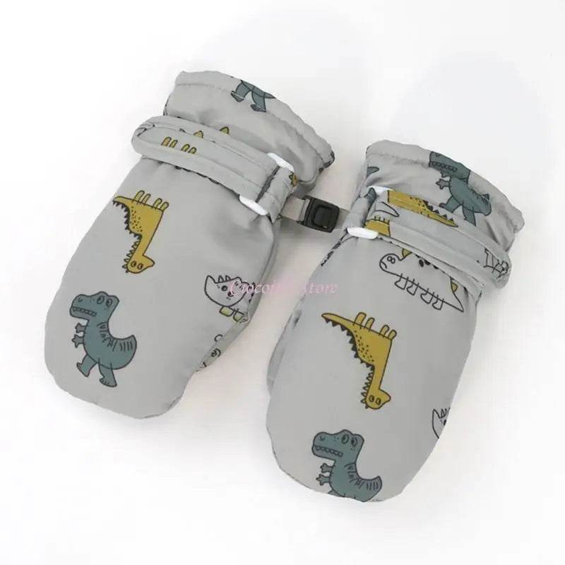 Cozy Kids Winter Gloves Cartoon Dinosaur Print Unisex - ToylandEU