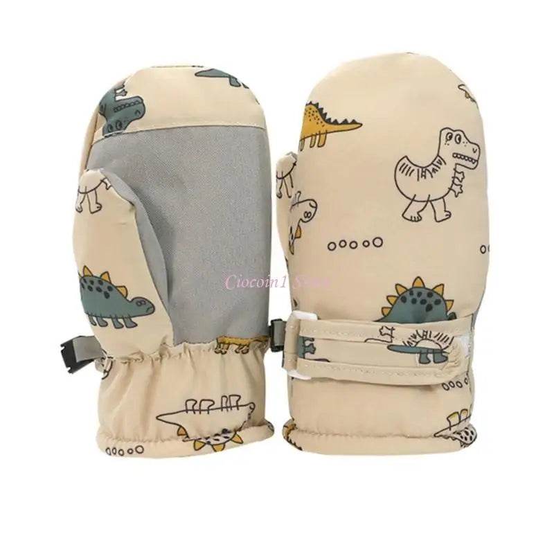 Cozy Kids Winter Gloves Cartoon Dinosaur Print Unisex - ToylandEU