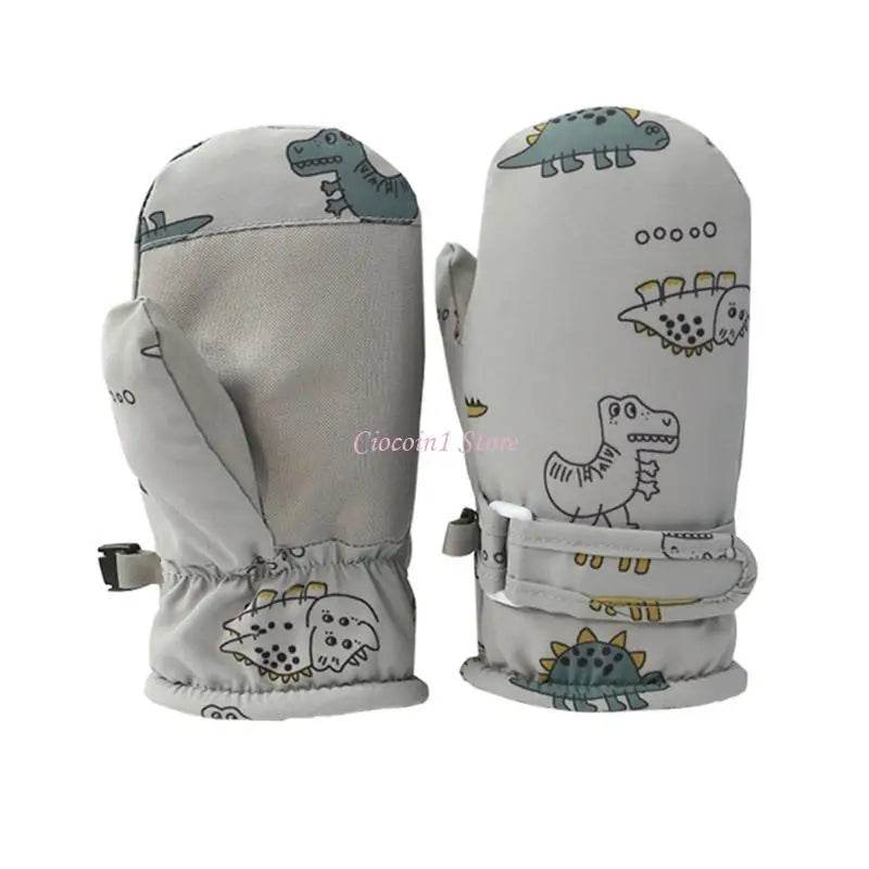 Cozy Kids Winter Gloves Cartoon Dinosaur Print Unisex - ToylandEU