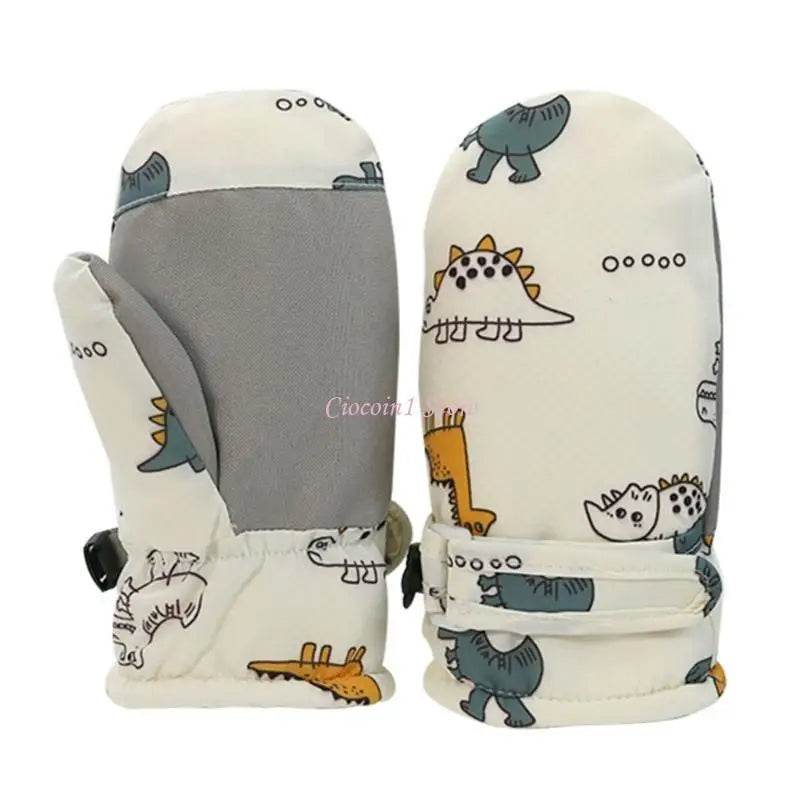 Cozy Kids Winter Gloves Cartoon Dinosaur Print Unisex - ToylandEU