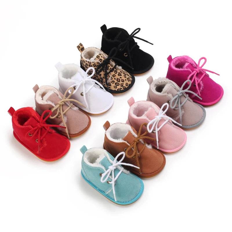 Cozy Lace Up Boots For Baby Girls With Soft Warm Furry Lining For Indoor And Outdoor Walking In Autumn And Winter - ToylandEU