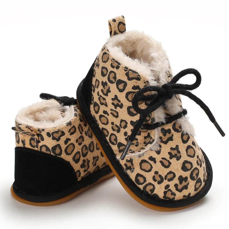Cozy Lace Up Boots For Baby Girls With Soft Warm Furry Lining For Indoor And Outdoor Walking In Autumn And Winter - ToylandEU