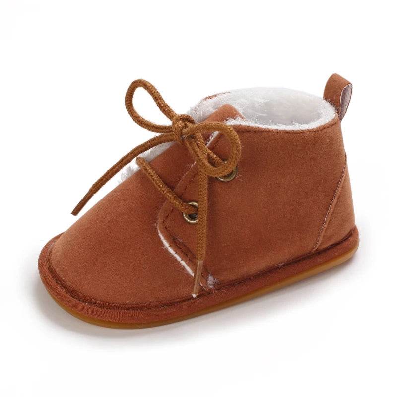 Cozy Lace Up Boots For Baby Girls With Soft Warm Furry Lining For Indoor And Outdoor Walking In Autumn And Winter - ToylandEU
