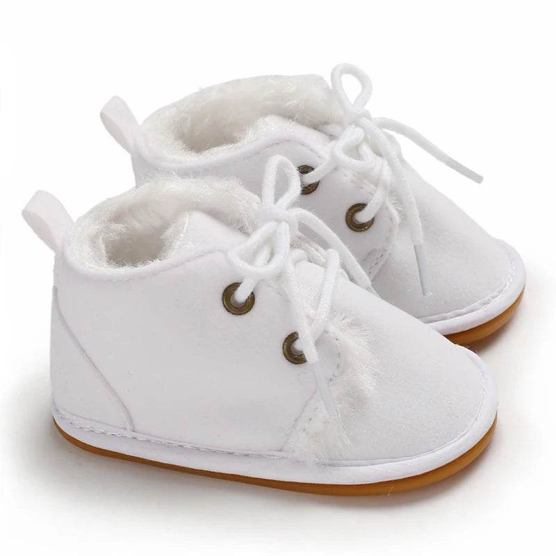 Cozy Lace Up Boots For Baby Girls With Soft Warm Furry Lining For Indoor And Outdoor Walking In Autumn And Winter - ToylandEU
