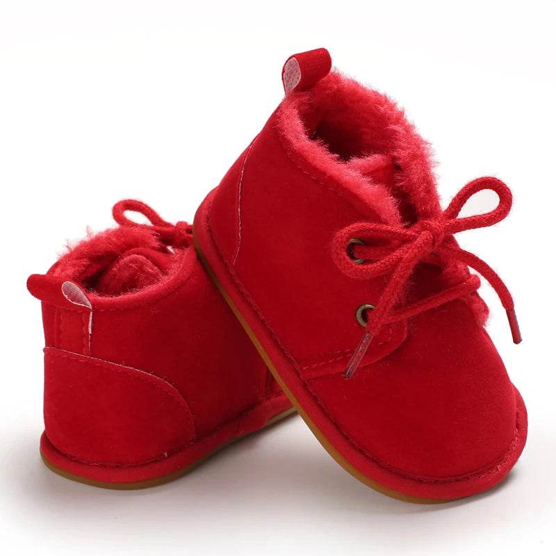 Cozy Lace Up Boots For Baby Girls With Soft Warm Furry Lining For Indoor And Outdoor Walking In Autumn And Winter - ToylandEU