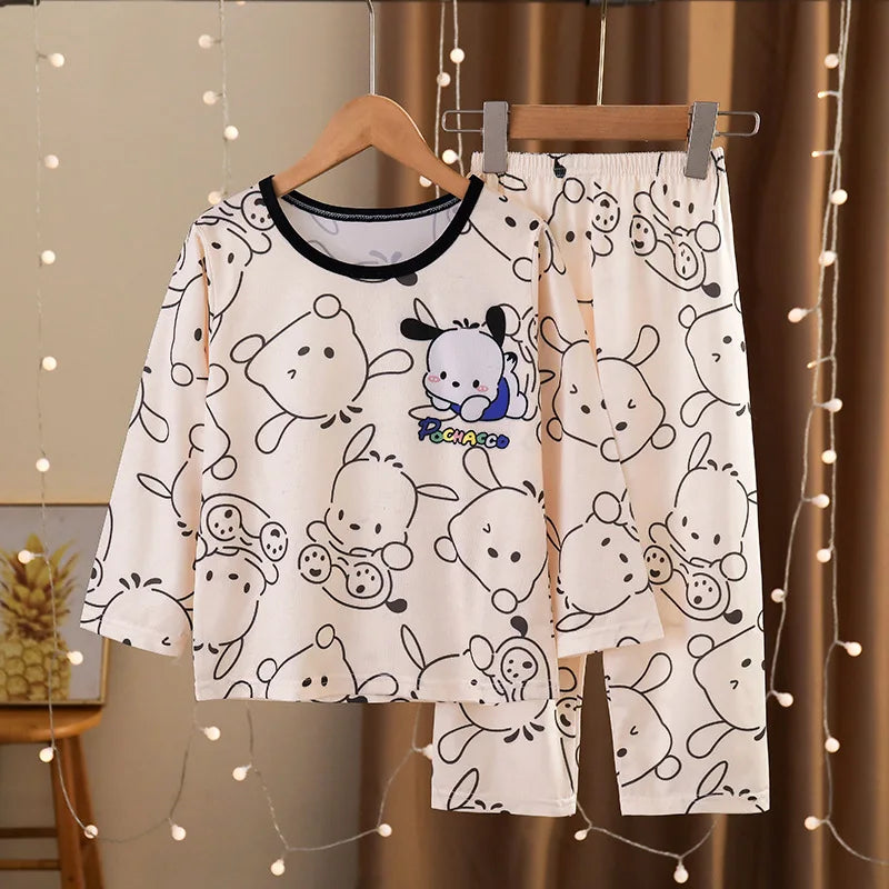 Cozy Long Sleeve Cartoon Print Pajamas For Ages 4 To 6 Year Old Kids Sleepwear For Spring Autumn - ToylandEU