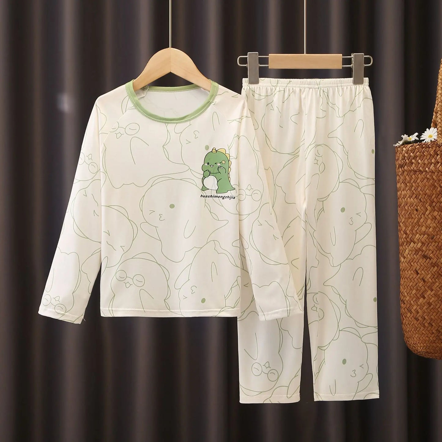 Cozy Long Sleeve Cartoon Print Pajamas For Ages 4 To 6 Year Old Kids Sleepwear For Spring Autumn - ToylandEU