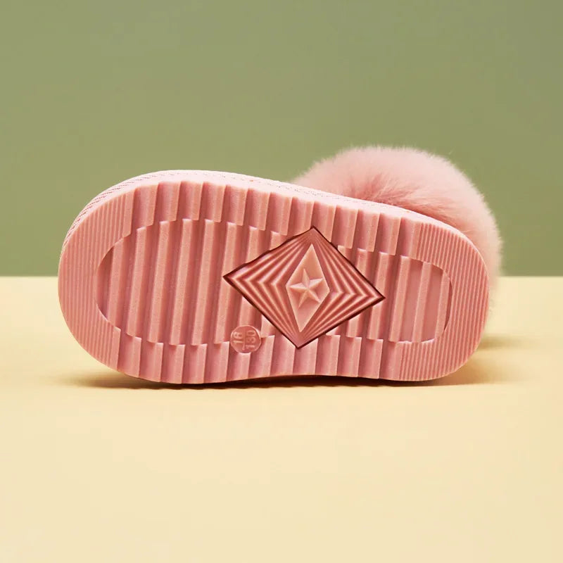 Cozy Mid Calf Winter Kids Snow Boots Genuine Leather For Girls - ToylandEU