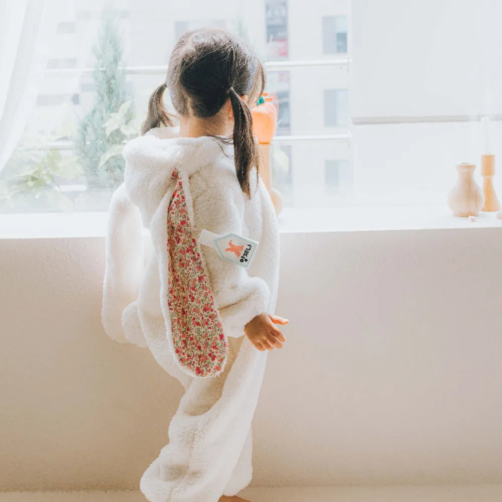 Cozy One Piece Jumpsuit Rabbit Hooded Plush For 1 To 3 Years Unisex Spring Homewear - ToylandEU