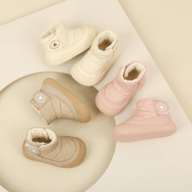 Cozy Padded Winter Boots For Toddlers Unisex Cartoon Rabbit Design With Non Slip Rubber Soles For Indoor Outdoor Walking - ToylandEU