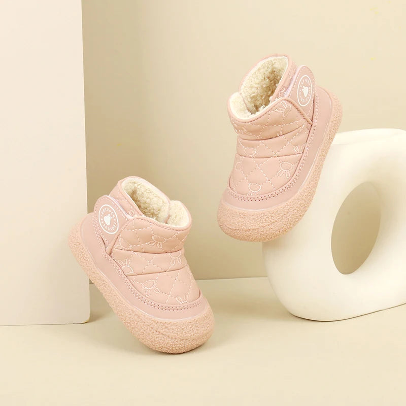 Cozy Padded Winter Boots For Toddlers Unisex Cartoon Rabbit Design With Non Slip Rubber Soles For Indoor Outdoor Walking - ToylandEU