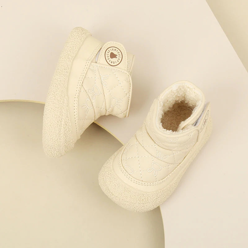 Cozy Padded Winter Boots For Toddlers Unisex Cartoon Rabbit Design With Non Slip Rubber Soles For Indoor Outdoor Walking - ToylandEU