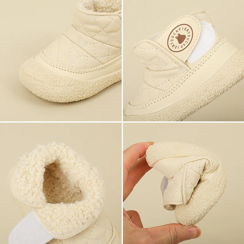 Cozy Padded Winter Boots For Toddlers Unisex Cartoon Rabbit Design With Non Slip Rubber Soles For Indoor Outdoor Walking - ToylandEU