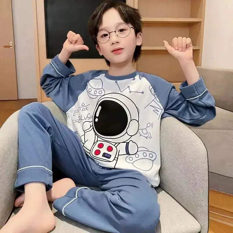 Cozy Pajama Sets With Disney Cartoon Pattern Cotton Polyester Blend And Round Neck For Boys - ToylandEU