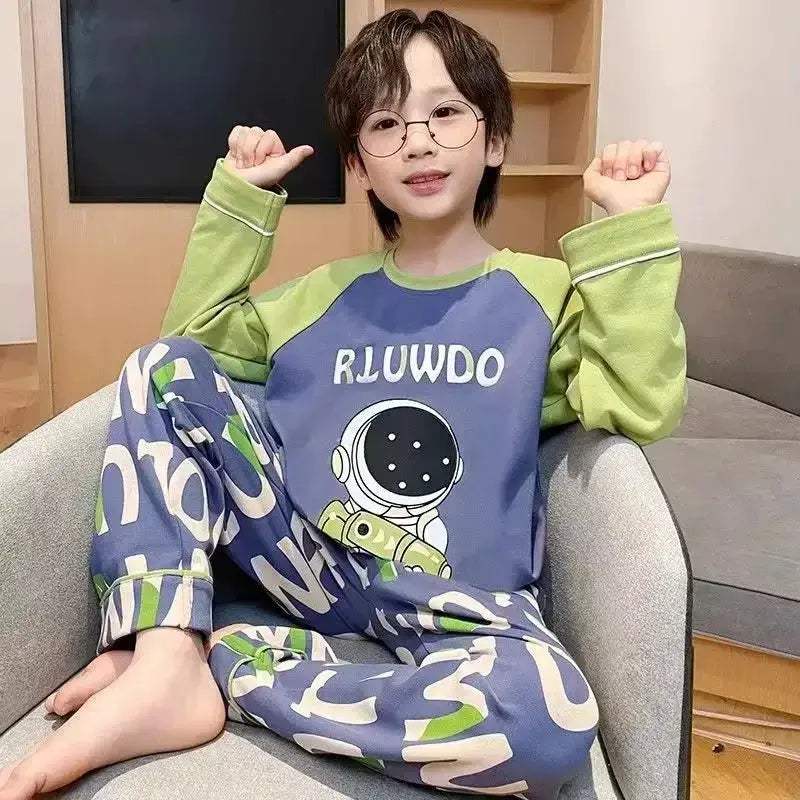 Cozy Pajama Sets With Disney Cartoon Pattern Cotton Polyester Blend And Round Neck For Boys - ToylandEU