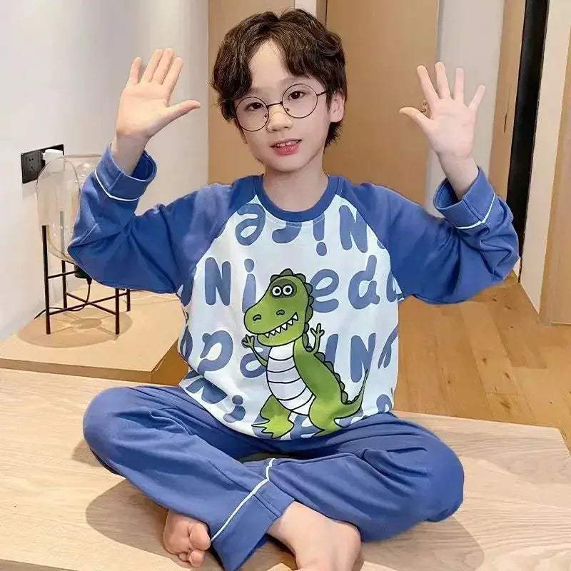 Cozy Pajama Sets With Disney Cartoon Pattern Cotton Polyester Blend And Round Neck For Boys - ToylandEU