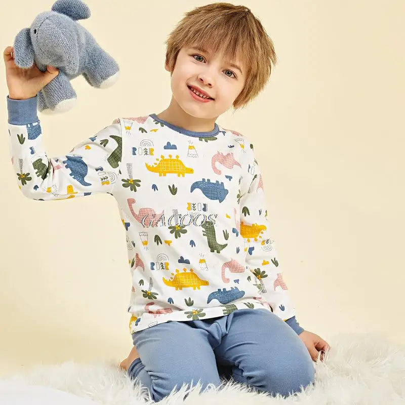 Cozy Pajamas Cotton Knit Unisex For Kids Aged 3 To 14 Winter Sleepwear Soft Warm Durable - ToylandEU