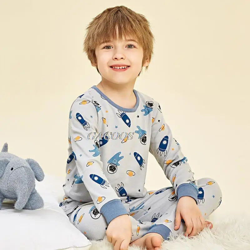 Cozy Pajamas Cotton Knit Unisex For Kids Aged 3 To 14 Winter Sleepwear Soft Warm Durable - ToylandEU