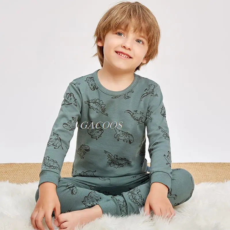 Cozy Pajamas Cotton Knit Unisex For Kids Aged 3 To 14 Winter Sleepwear Soft Warm Durable - ToylandEU