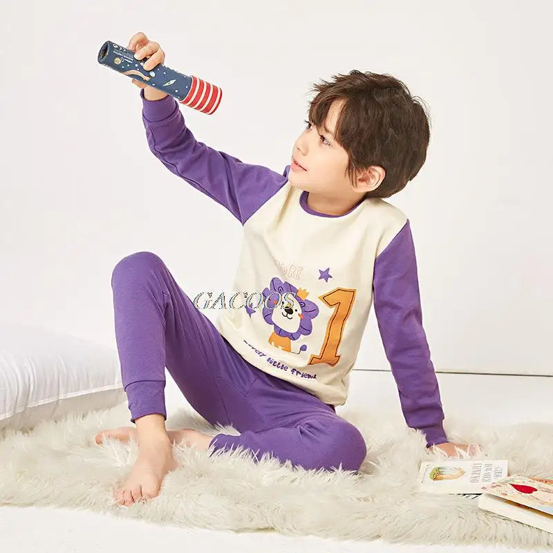 Cozy Pajamas Cotton Knit Unisex For Kids Aged 3 To 14 Winter Sleepwear Soft Warm Durable - ToylandEU