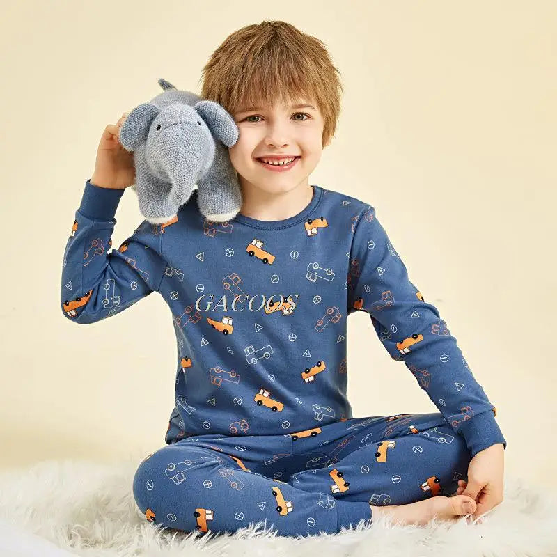 Cozy Pajamas Cotton Knit Unisex For Kids Aged 3 To 14 Winter Sleepwear Soft Warm Durable - ToylandEU