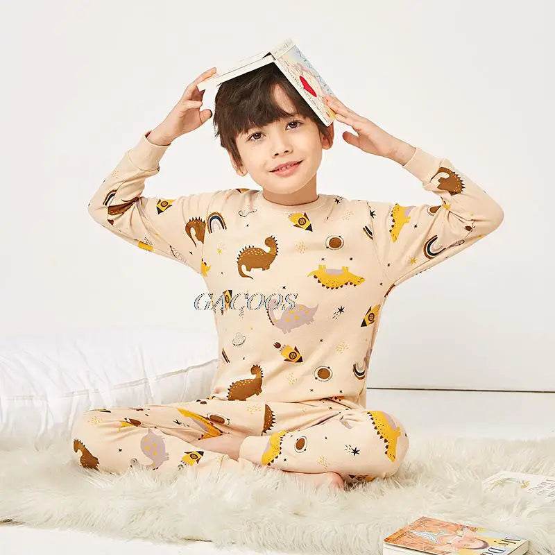Cozy Pajamas Cotton Knit Unisex For Kids Aged 3 To 14 Winter Sleepwear Soft Warm Durable - ToylandEU