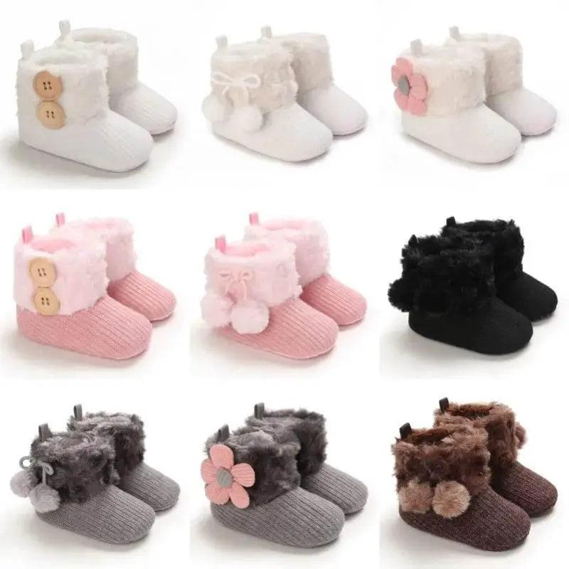  Cozy Plush Cotton Baby Booties for Autumn & Winter - Soft Soled, Non-Slip, 0-18 Months -  ToylandEU™