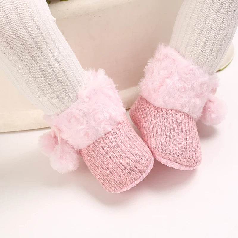 Cozy Plush Cotton Baby Booties for Autumn & Winter - Soft Soled, Non-Slip, 0-18 Months - ToylandEU