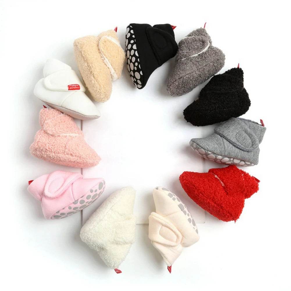 Cozy Plush Winter Booties for Newborns - Soft Sole Anti-slip Toddler Shoes for First Walkers - ToylandEU