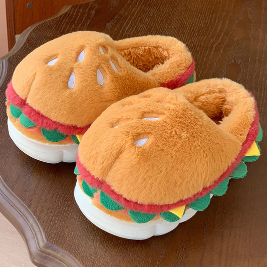 Cozy Slippers Hamburger Print For Women At Home Use - ToylandEU