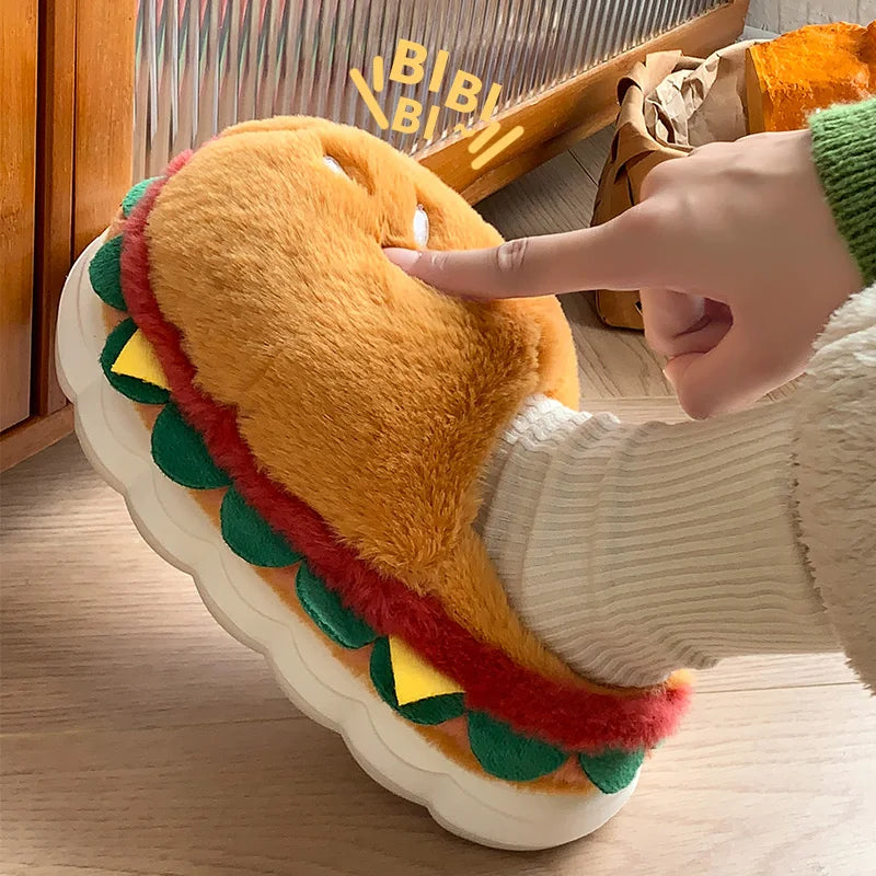 Cozy Slippers Hamburger Print For Women At Home Use - ToylandEU
