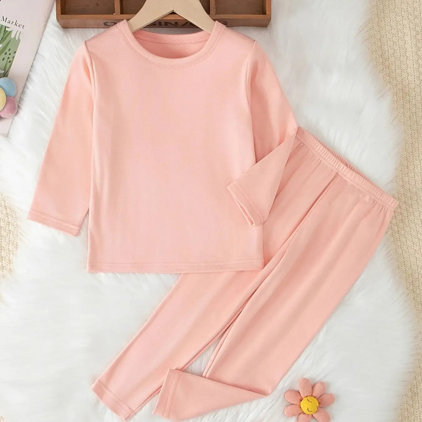 Cozy Thermal Sleepwear Set Round Neck For Kids Unisex Two Piece Autumn Winter - ToylandEU