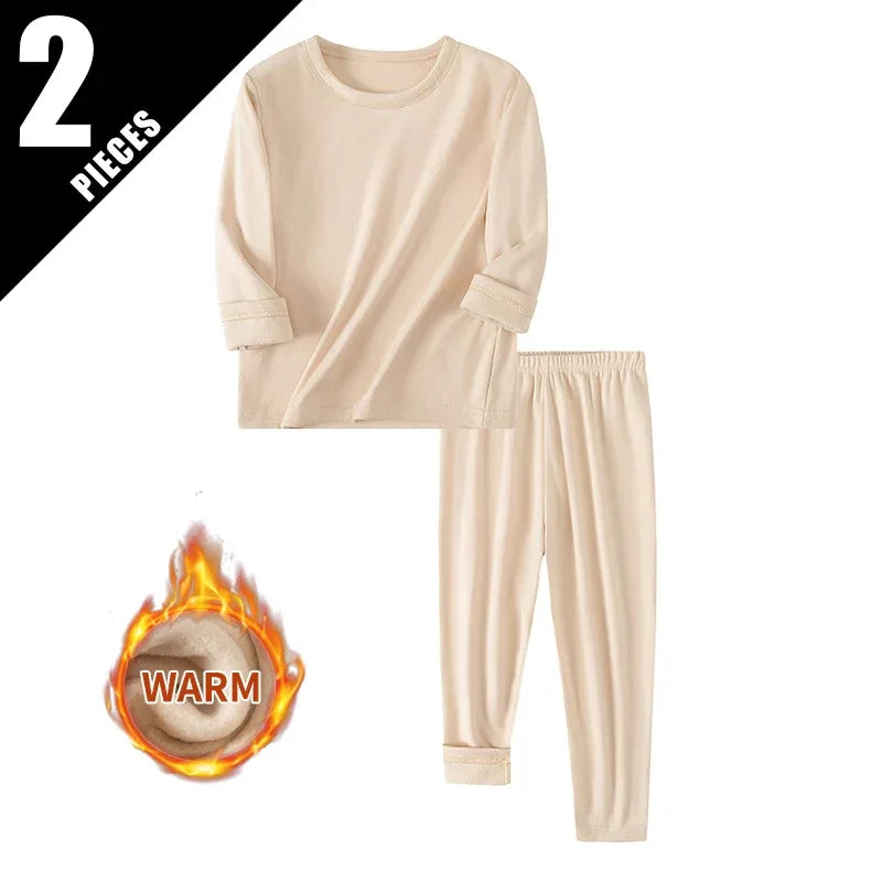 Cozy Thermal Sleepwear Set Round Neck For Kids Unisex Two Piece Autumn Winter - ToylandEU