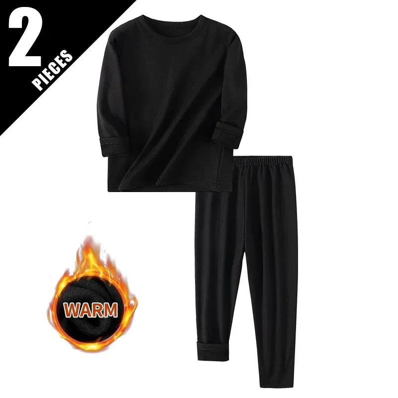 Cozy Thermal Sleepwear Set Round Neck For Kids Unisex Two Piece Autumn Winter - ToylandEU